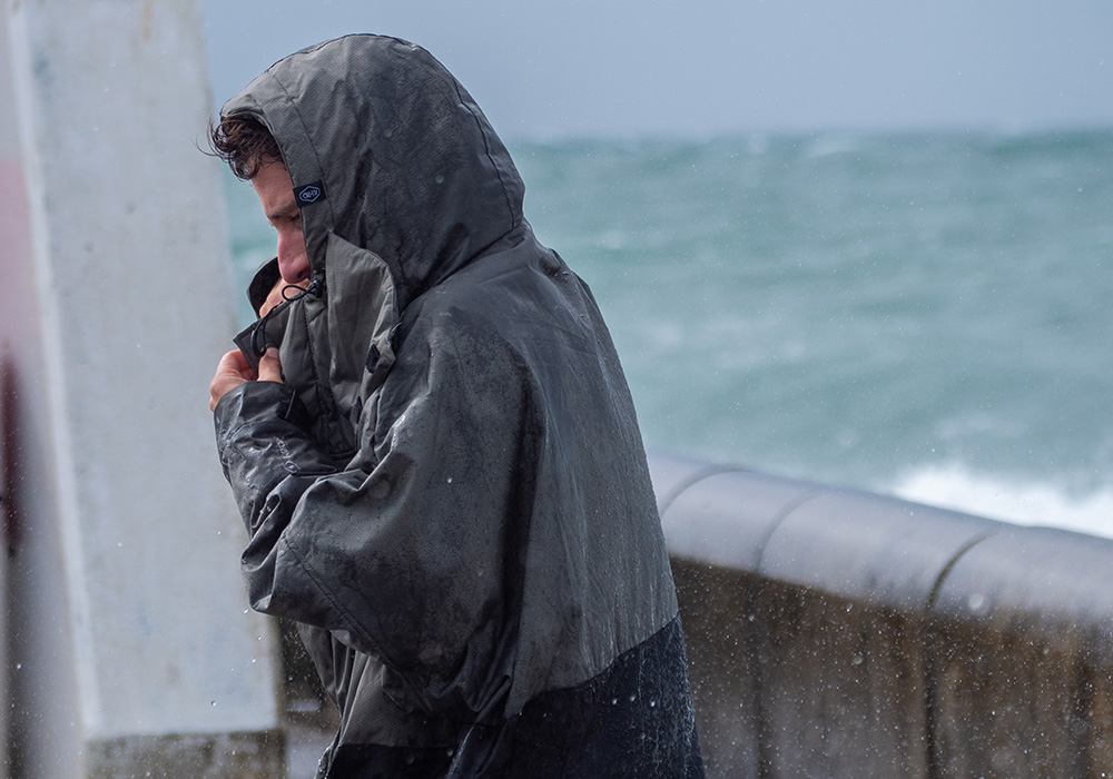 The rain poncho on a storm